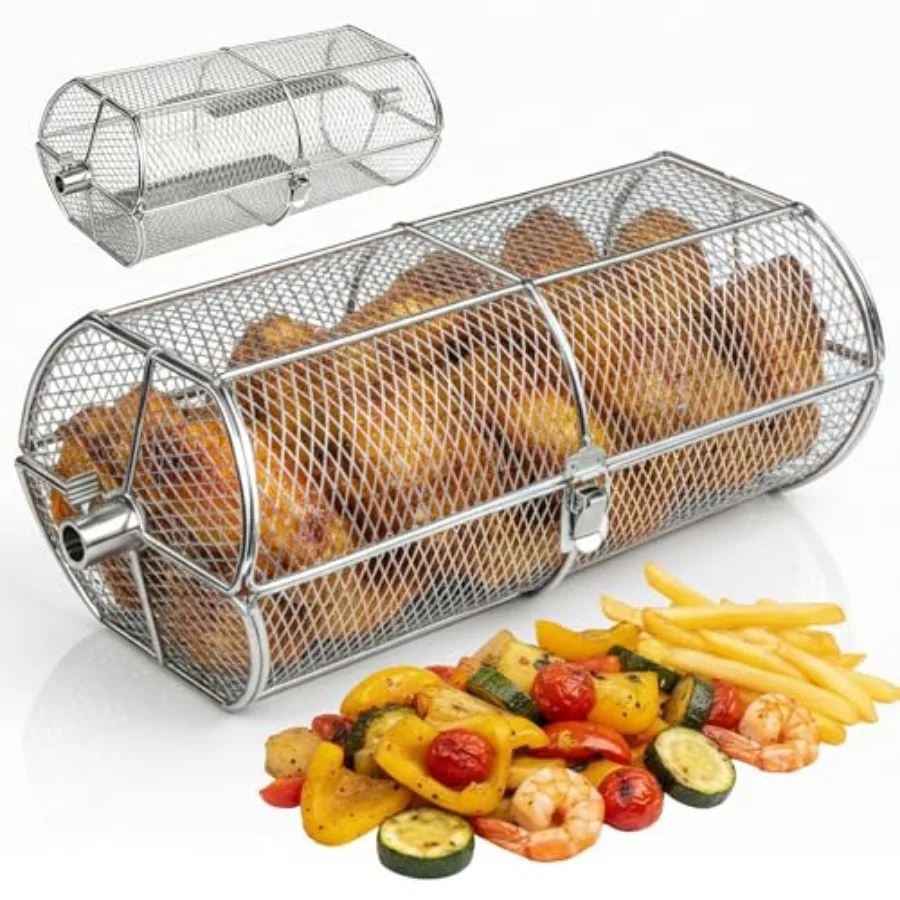 Rotisserie Basket for Outdoor Grill 15.4" x 6.8" x 6.4" - Heavy Duty Stainless Steel BBQ Basket with Reinforced Latch and Safet
Rotisserie Basket for Outdoor Grill 15.4" x 6.8" x 6.4" - Heavy Duty Stainless Steel BBQ Basket with Reinforced Latch and Safet