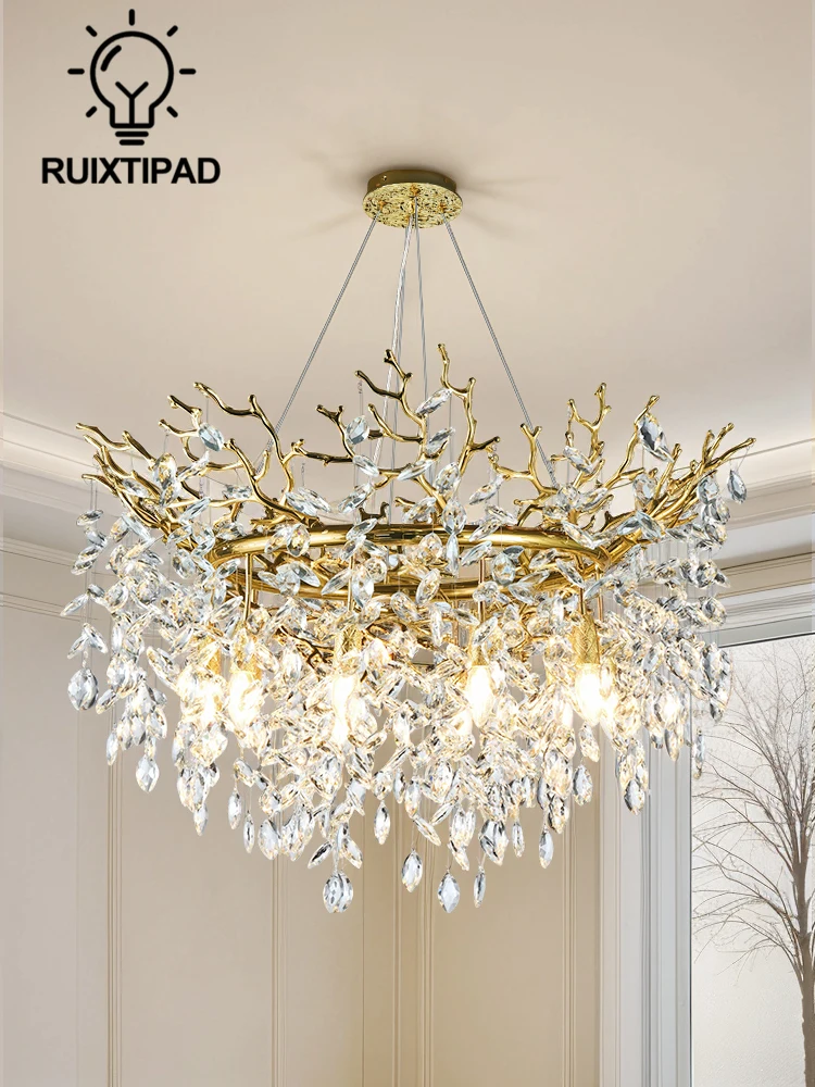 Gold Multi Crystal Chandelier Light for Modern Living Room Bedroom Dining Room Kitchen Round Branch Chandelier Lighting Fixture
Gold Multi Crystal Chandelier Light for Modern Living Room Bedroom Dining Room Kitchen Round Branch Chandelier Lighting Fixture