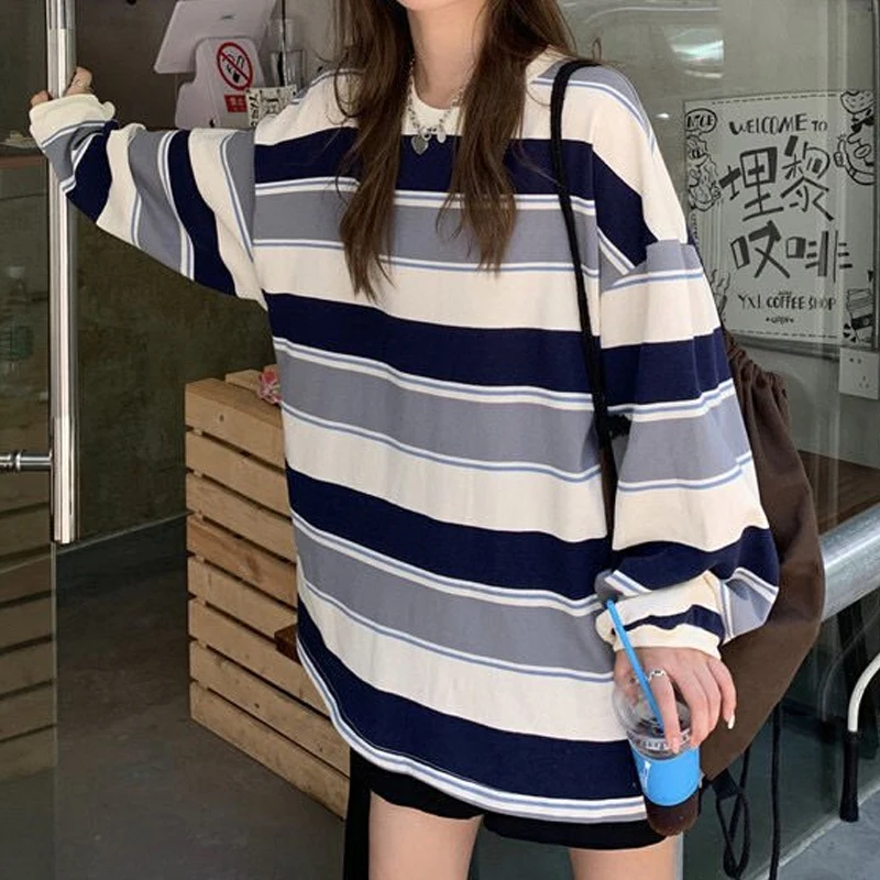 Korean Fashion Striped Women Sweatshirt Autumn Casual Harajuku Pullovers Loose Couples Matching Long Sleeve Streetwear Top 29027
Korean Fashion Striped Women Sweatshirt Autumn Casual Harajuku Pullovers Loose Couples Matching Long Sleeve Streetwear Top 29027