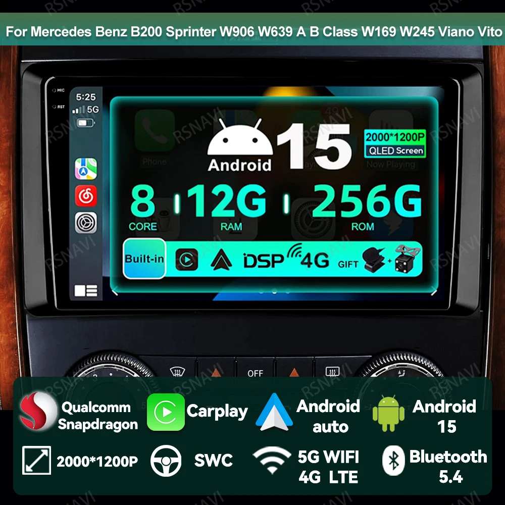 Car Radio Android 15 For Mercedes Benz B200 Sprinter W906 W639 A B Class W169 W245 Viano Vito Navigation DVD 5G WIFI GPS Stereo
Car Radio Android 15 For Mercedes Benz B200 Sprinter W906 W639 A B Class W169 W245 Viano Vito Navigation DVD 5G WIFI GPS Stereo