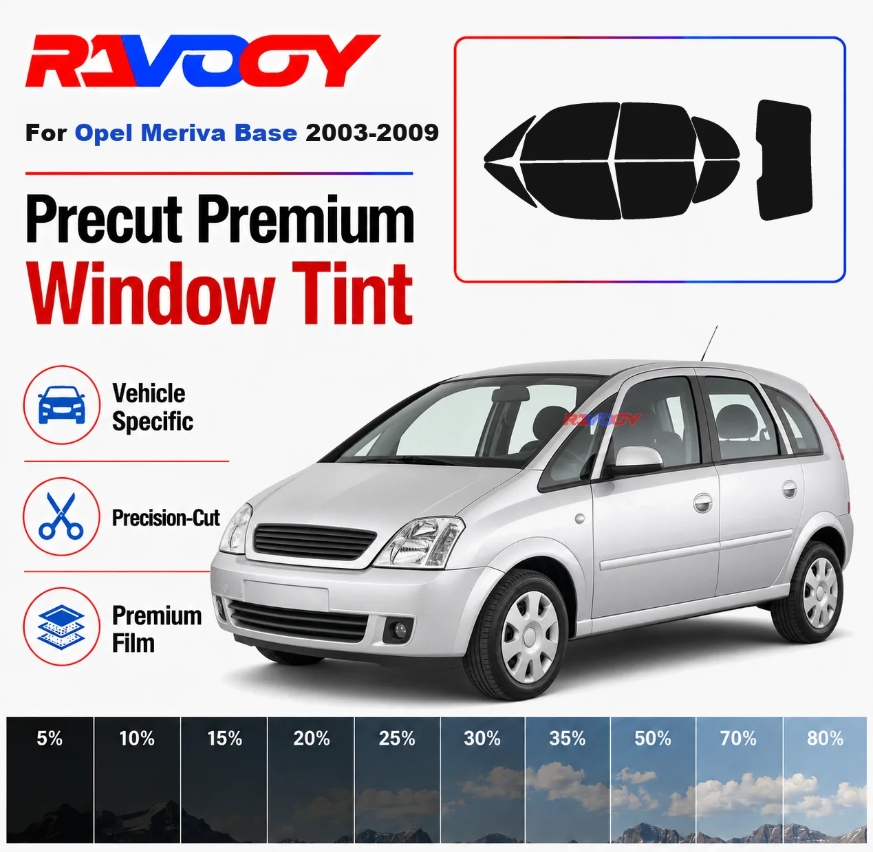 Premium Precut Window Tint Kit Front Rear Windows Rear Windshield For Opel Meriva Base 2003-2009 Complete Set Nano Ceramic Film
Premium Precut Window Tint Kit Front Rear Windows Rear Windshield For Opel Meriva Base 2003-2009 Complete Set Nano Ceramic Film