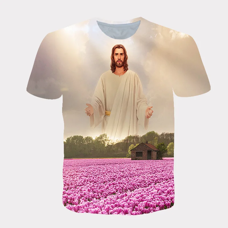 Summer cross-border men's printed 3D Jesus short sleeved T-shirt, high-quality children's clothing
Summer cross-border men's printed 3D Jesus short sleeved T-shirt, high-quality children's clothing