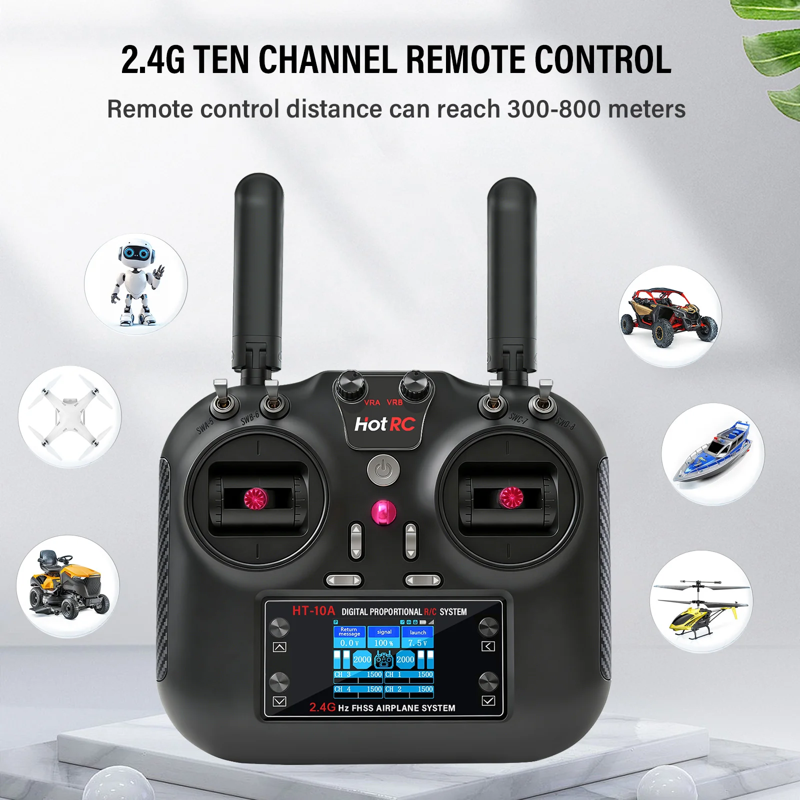 Hotrc Ht-10A 10Ch 2.4Ghz Fhss Long Range 800M Rc Transmitter Receiver Left Hand For Airplane Car Boat
Hotrc Ht-10A 10Ch 2.4Ghz Fhss Long Range 800M Rc Transmitter Receiver Left Hand For Airplane Car Boat