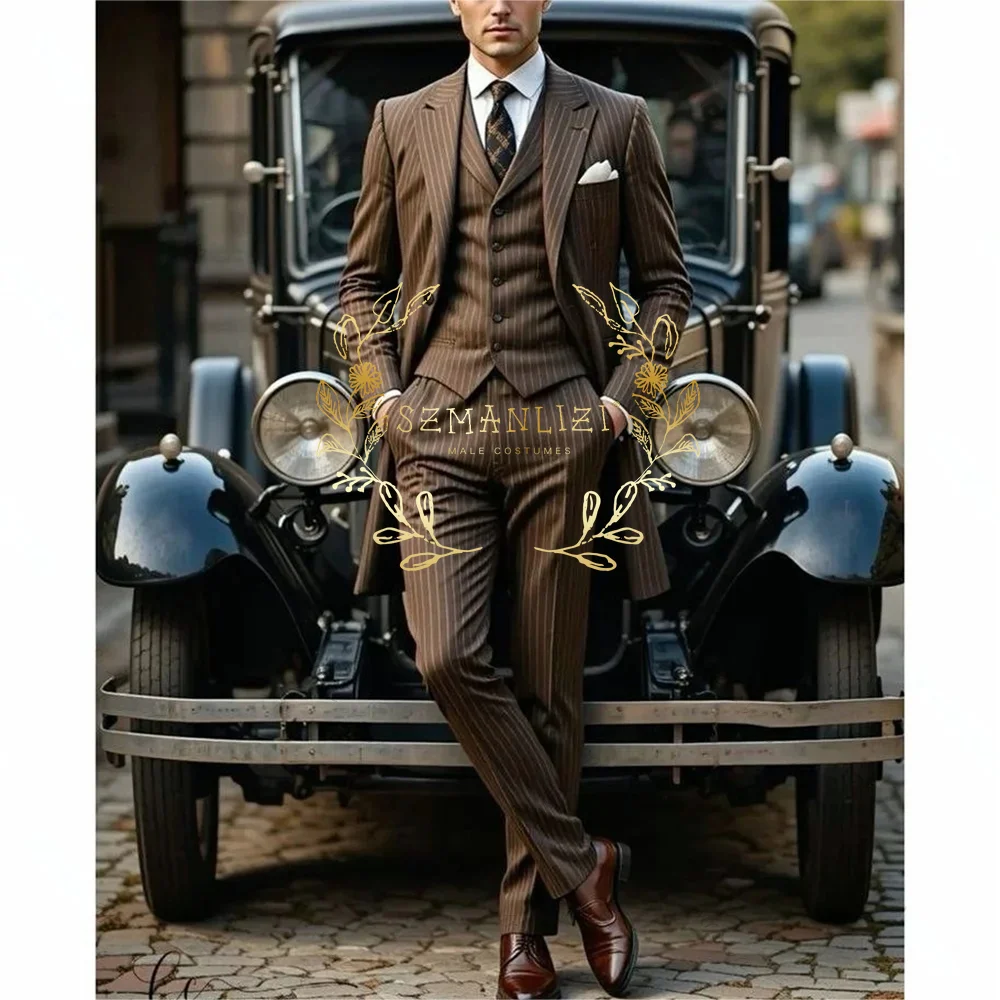 Brown Striped Men's Suits Long Blazer Sets Wedding Male Groom Tuxedos Formal Party 3 Pieces Costume Homme (Jacket+Pants+Vest)
Brown Striped Men's Suits Long Blazer Sets Wedding Male Groom Tuxedos Formal Party 3 Pieces Costume Homme (Jacket+Pants+Vest)