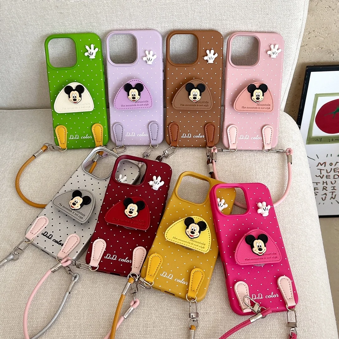 Cartoon Mickey mini Cute Polka Dot Phone Case For iPhone 16Pro 15 14 13 12 11 Pro Max Plus leather Lanyard Covers with Holder
Cartoon Mickey mini Cute Polka Dot Phone Case For iPhone 16Pro 15 14 13 12 11 Pro Max Plus leather Lanyard Covers with Holder