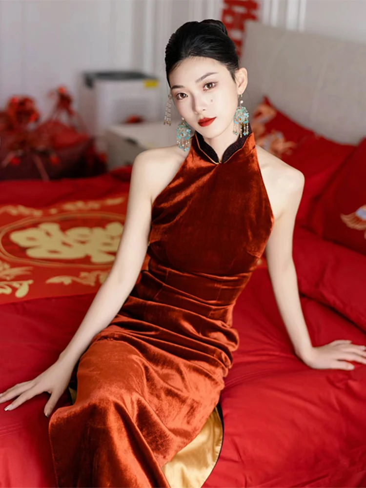 Ele Red Velvet Qipao Ne Hanging Dr Women's New Chinese Sle Wedding Dr Luxury Light Luxury Bride Drinking Ceremony
Ele Red Velvet Qipao Ne Hanging Dr Women's New Chinese Sle Wedding Dr Luxury Light Luxury Bride Drinking Ceremony