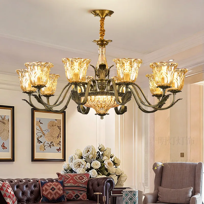 Living room chandelier all-copper light luxury glass lampshade hanging lamp LED full spectrum eye protection
Living room chandelier all-copper light luxury glass lampshade hanging lamp LED full spectrum eye protection