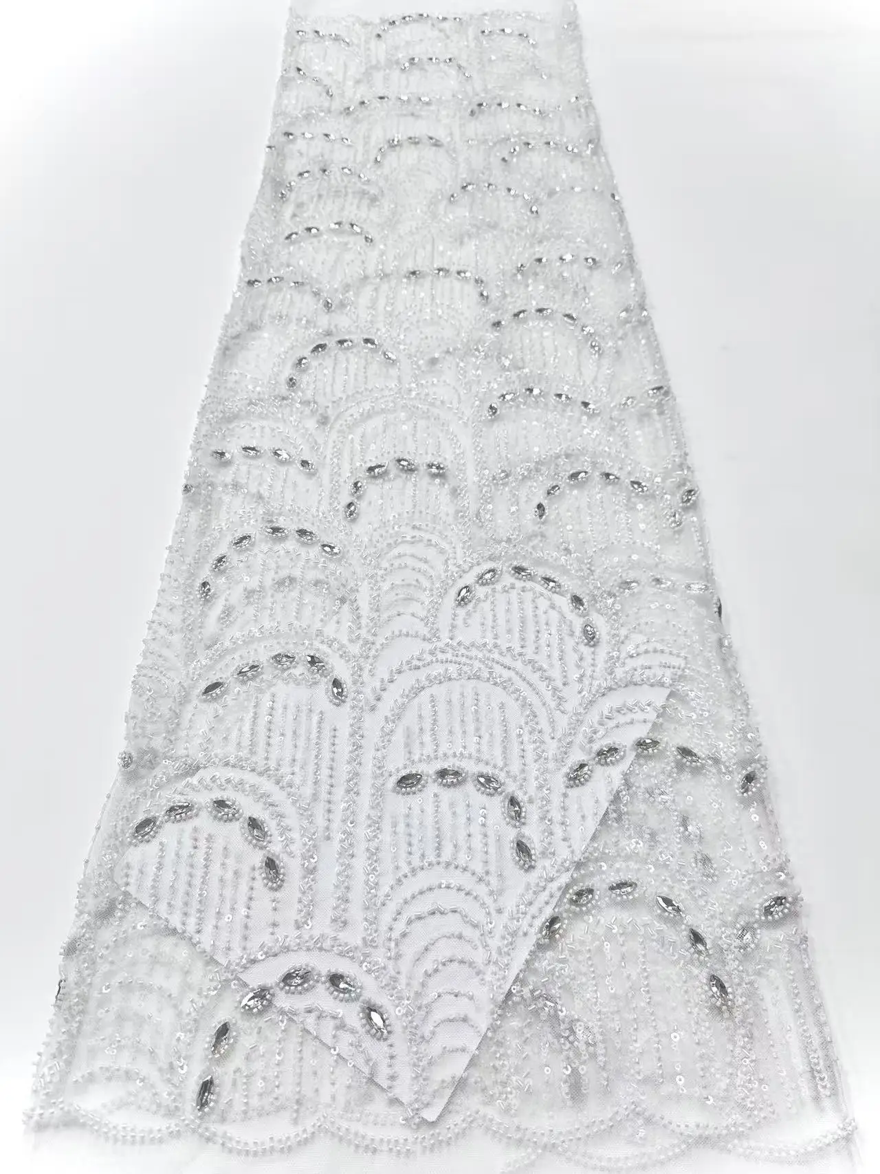 White Heavy Sequins Lace Fabric 2026 High Quality for Women Nigerian French Tulle Lace Fabric Wedding Party Dress Sewing 5y M4-1
White Heavy Sequins Lace Fabric 2026 High Quality for Women Nigerian French Tulle Lace Fabric Wedding Party Dress Sewing 5y M4-1