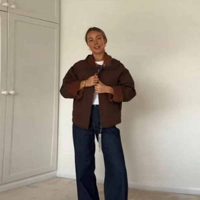 Detachable Hat Women Jacket Trendy Corduroy Collar Patchwork Casual Coat Melard Brown Pocket Outwear 2025 New Chic Lady Jackets
Detachable Hat Women Jacket Trendy Corduroy Collar Patchwork Casual Coat Melard Brown Pocket Outwear 2025 New Chic Lady Jackets