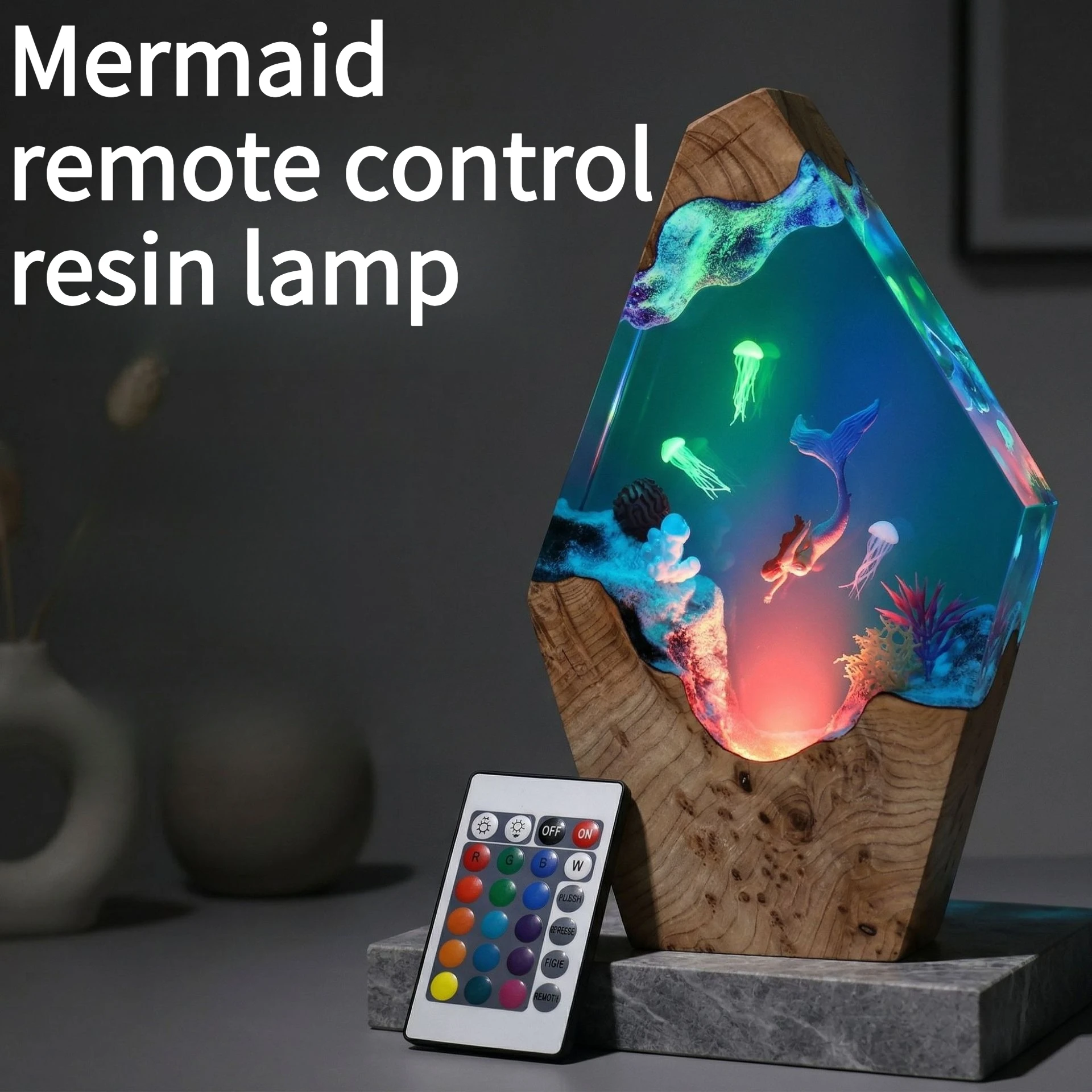New Solid Wood Ocean Mermaid Jellyfish Remote Control Resin Lamp Home Atmosphere Nightlight Festival Gift
New Solid Wood Ocean Mermaid Jellyfish Remote Control Resin Lamp Home Atmosphere Nightlight Festival Gift