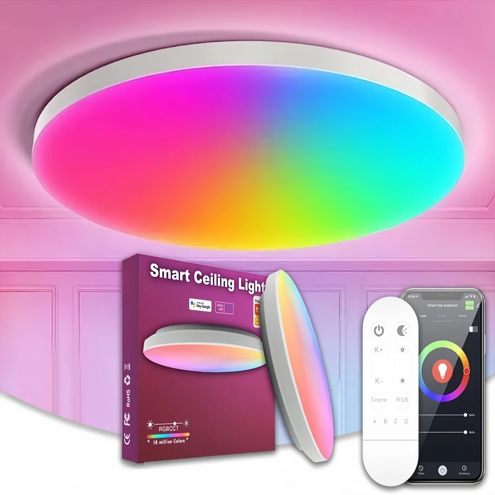 Smart Lamp RGB LED Ceiling Light With alexa Google Voice Control App Remote Control Chandelier For Bedroom Home Decor
Smart Lamp RGB LED Ceiling Light With alexa Google Voice Control App Remote Control Chandelier For Bedroom Home Decor