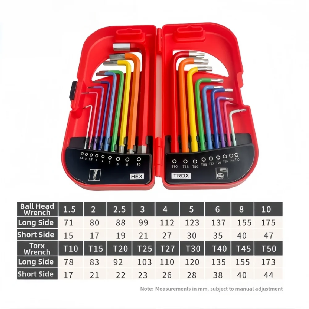 18pcs Hex Key Wrench Set Metric Ball End Hex Key Set Anti-Slip Wrenches Spanner For Bike Repair Furniture Assembly Maintenance
18pcs Hex Key Wrench Set Metric Ball End Hex Key Set Anti-Slip Wrenches Spanner For Bike Repair Furniture Assembly Maintenance