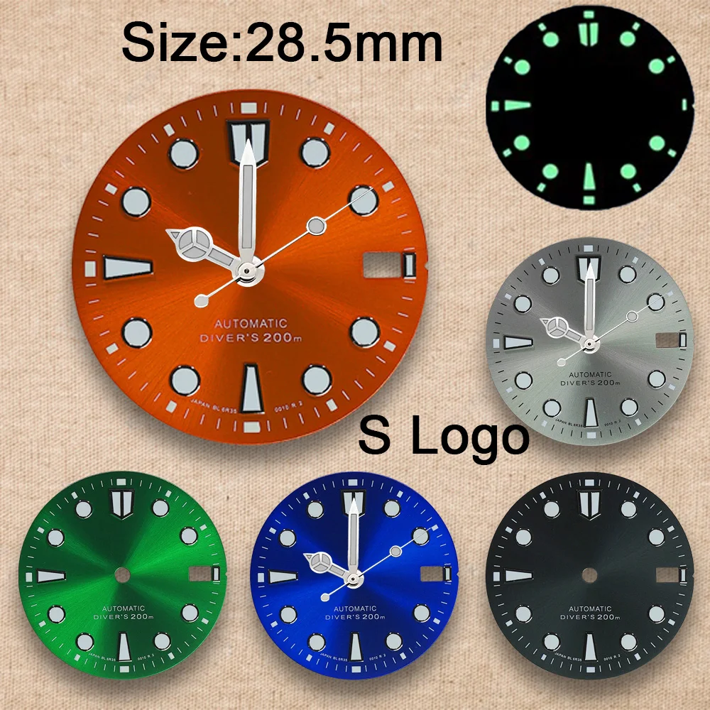 28.5mm S Logo Dial Fit NH35/NH36/4R/7S Movement Sunburst C3 Green Luminous High Quality Dial Watch Modification Accessories
28.5mm S Logo Dial Fit NH35/NH36/4R/7S Movement Sunburst C3 Green Luminous High Quality Dial Watch Modification Accessories