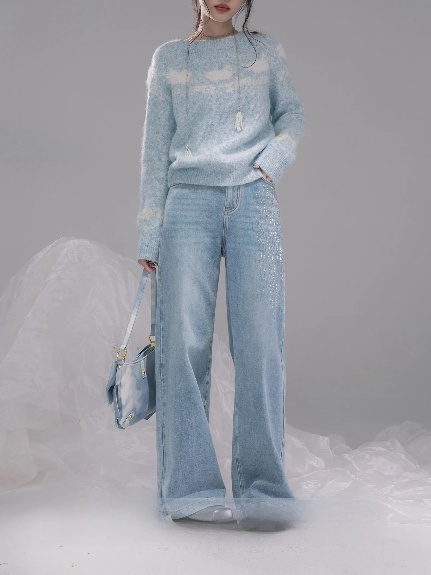 COTRE Early Spring Star Diamond Embellished Light Blue Denim Jeans Casual Washed Printed Glitter Natural Waist Straight Leg
COTRE Early Spring Star Diamond Embellished Light Blue Denim Jeans Casual Washed Printed Glitter Natural Waist Straight Leg