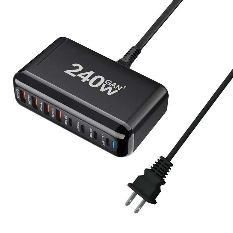 8-port 240W Desktop Charger USB Type C PD Fast Multiple Usb Mobile Phone Quick Charger For phone 16 15 14 Samsung Xiaomi
8-port 240W Desktop Charger USB Type C PD Fast Multiple Usb Mobile Phone Quick Charger For phone 16 15 14 Samsung Xiaomi