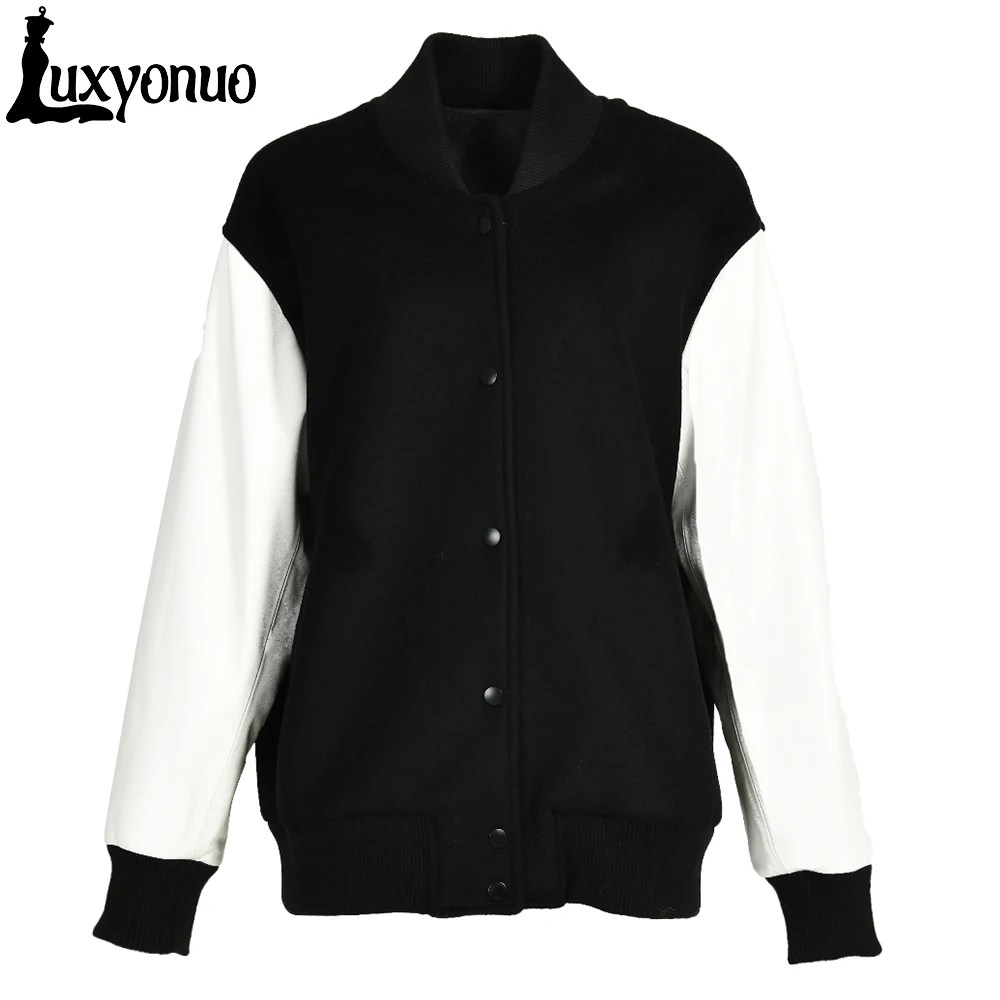 Luxyonuo 2022 Spring Autumn Women Bomber Wool Coat Baseball Collar Cashmere Overcoat Loose Casual Ladies High Street Hip-hop
Luxyonuo 2022 Spring Autumn Women Bomber Wool Coat Baseball Collar Cashmere Overcoat Loose Casual Ladies High Street Hip-hop
