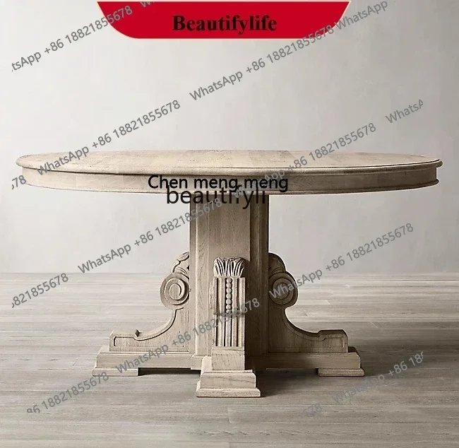 X ss 8617 American retro old solid wood round dining table French country dining table and chair combination
X ss 8617 American retro old solid wood round dining table French country dining table and chair combination