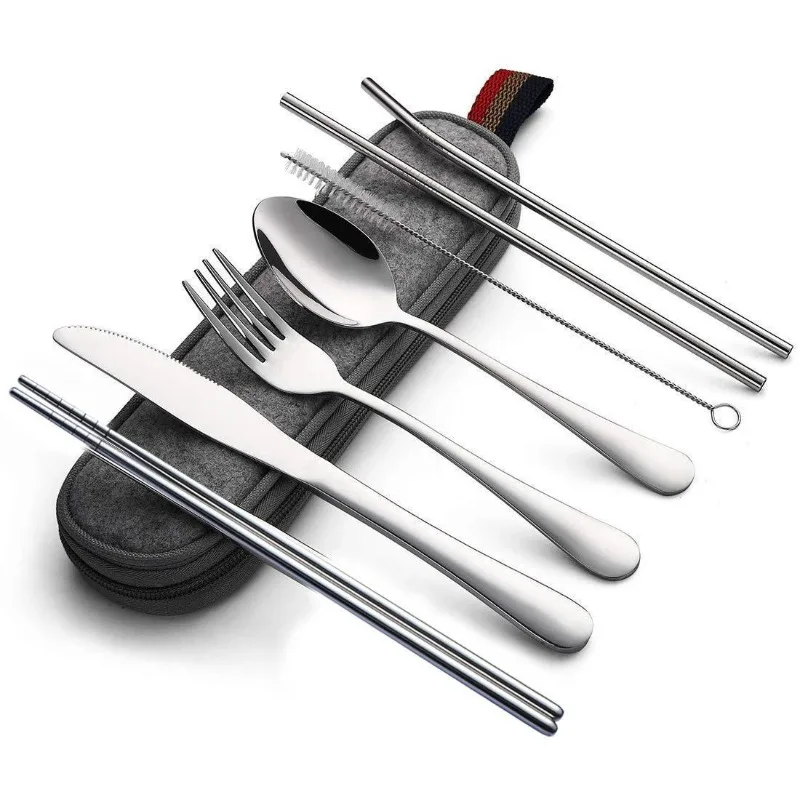 Titanium-coated stainless steel portable tableware, creative Western tableware set of chopsticks and straws
Titanium-coated stainless steel portable tableware, creative Western tableware set of chopsticks and straws