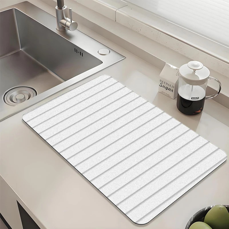 White Striped Kitchen Drying Mat - Absorbent Non-Slip Quick Dry Pad for Sink Countertop Tableware
White Striped Kitchen Drying Mat - Absorbent Non-Slip Quick Dry Pad for Sink Countertop Tableware