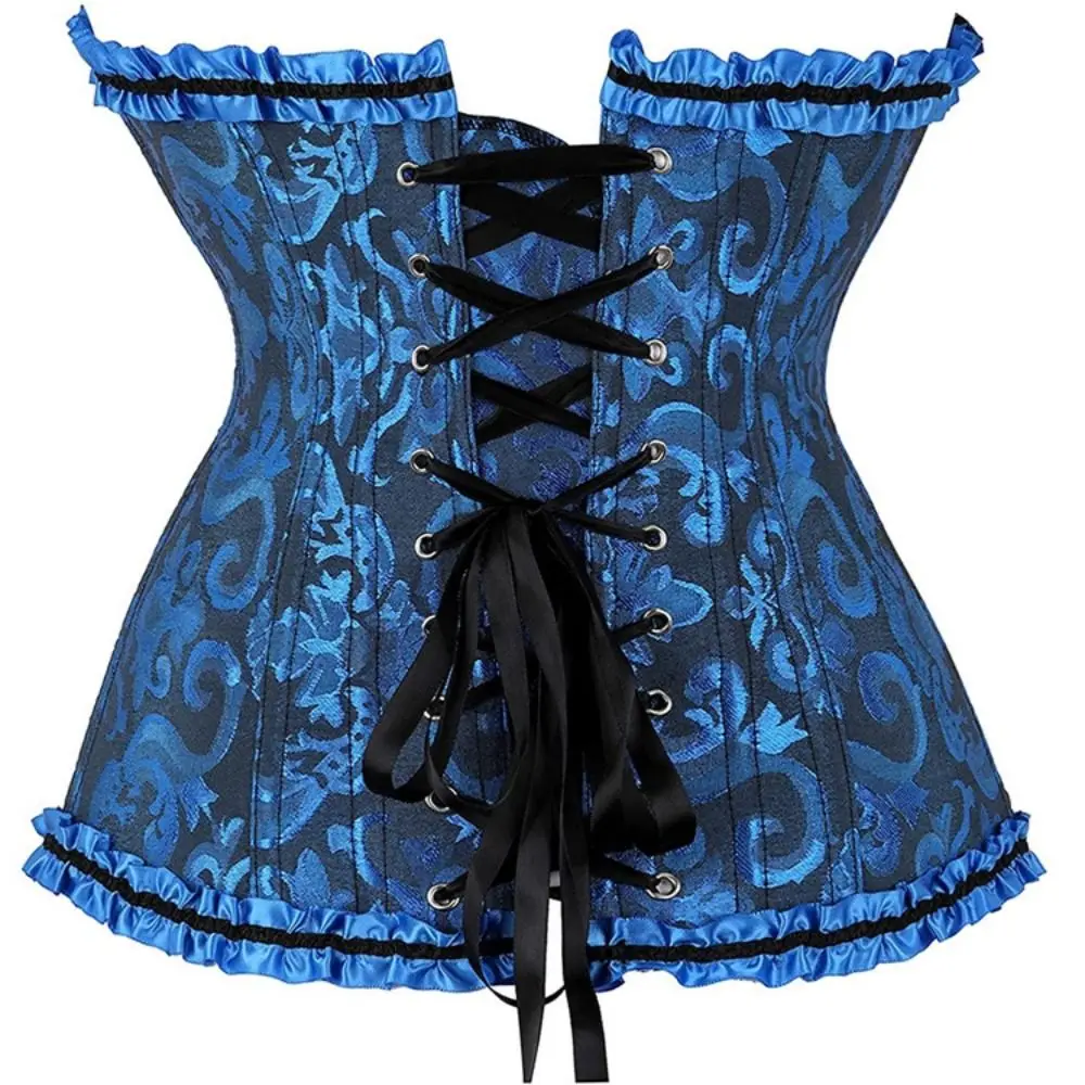 Lace Up Corset Top Elegant Ruffle Jacquard Design Bustier Corset Floral Lace Body Shaper Waist Trainer Cincher Women
Lace Up Corset Top Elegant Ruffle Jacquard Design Bustier Corset Floral Lace Body Shaper Waist Trainer Cincher Women