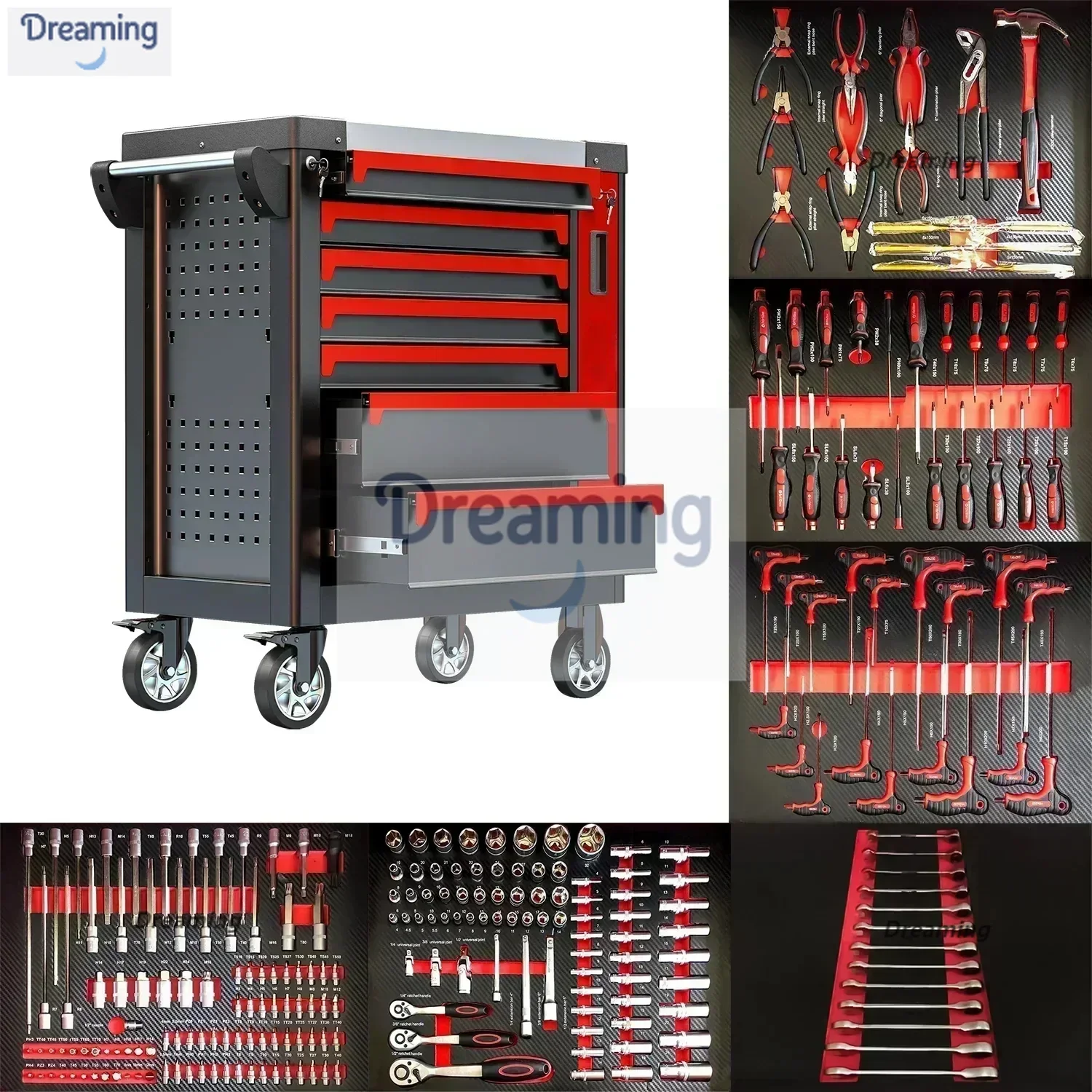 7 Drawers Garage Storage 200-421Pcs Tool Sets Box Chest Workshop Trolley Cabinet for Auto Repair Tools Packaging Home Use
7 Drawers Garage Storage 200-421Pcs Tool Sets Box Chest Workshop Trolley Cabinet for Auto Repair Tools Packaging Home Use