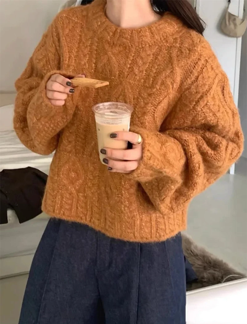 Autumn Winter Thicken Warm Cropped Knitted Pullover Sweater Women Japanese Twist Sweater Woman Lazy Style Baggy O-Neck Jumpers
Autumn Winter Thicken Warm Cropped Knitted Pullover Sweater Women Japanese Twist Sweater Woman Lazy Style Baggy O-Neck Jumpers