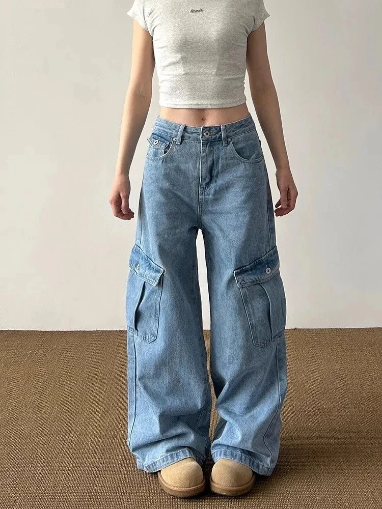 Women's Blue Pocket Cargo Baggy Jeans Y2K Japanese Harajuku Streetwear 2000S Style Aesthetic Retro Denim Pants Clothing 2025 New
Women's Blue Pocket Cargo Baggy Jeans Y2K Japanese Harajuku Streetwear 2000S Style Aesthetic Retro Denim Pants Clothing 2025 New