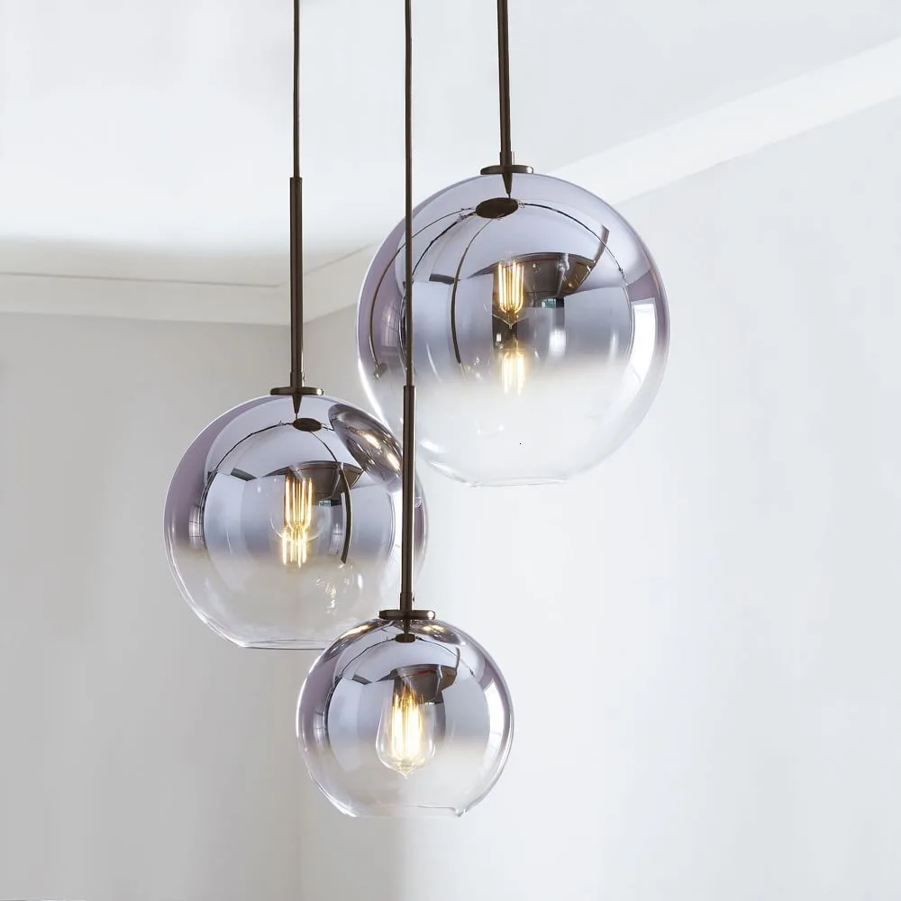 Modern simple glass pendant lamp LEDE27 gradient color creative combination home bedroom living room restaurant decoration light
Modern simple glass pendant lamp LEDE27 gradient color creative combination home bedroom living room restaurant decoration light