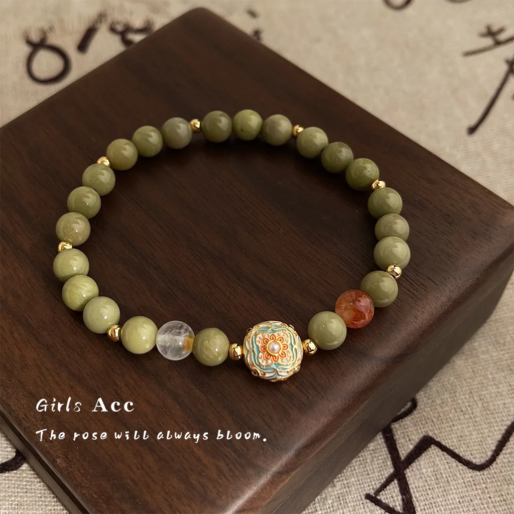New Chinese Style Natural Stone Beads Bracelet Avocado Green Drip Oil Painting Handmade Alashan Lucky Charm Best Seller
New Chinese Style Natural Stone Beads Bracelet Avocado Green Drip Oil Painting Handmade Alashan Lucky Charm Best Seller