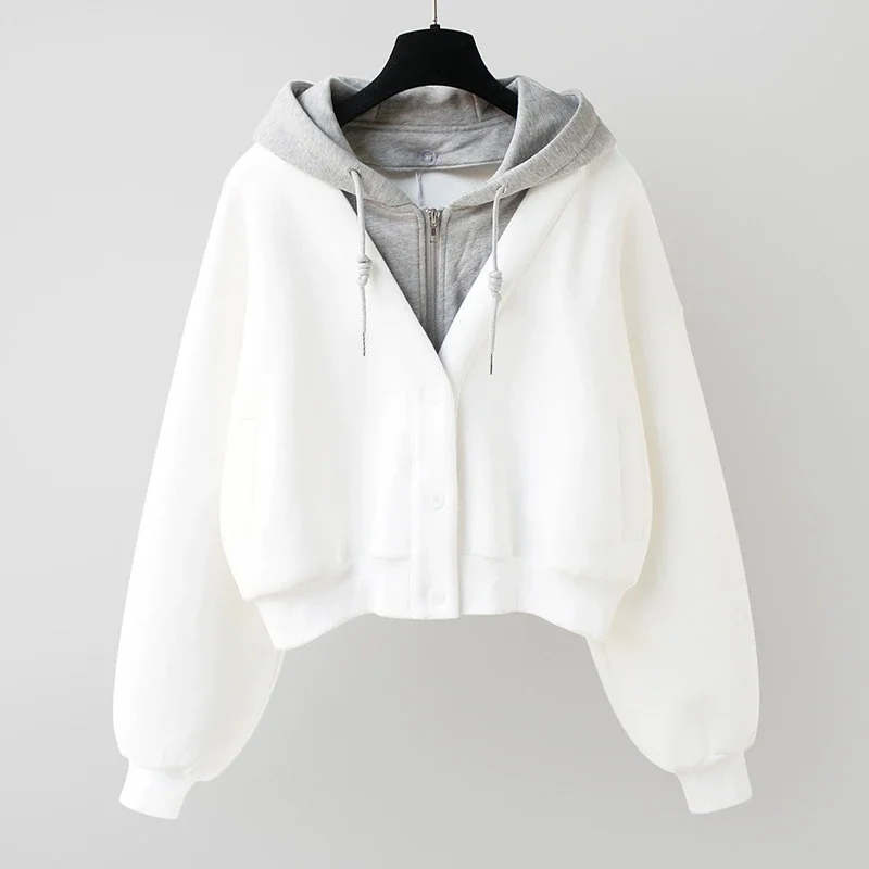 2023 Fake Two Piece Hoodies Women Korean Patchwork Hooded Short Outwear Tops Mujer Thicked Loose Casual Y2k Sweatshirt
2023 Fake Two Piece Hoodies Women Korean Patchwork Hooded Short Outwear Tops Mujer Thicked Loose Casual Y2k Sweatshirt