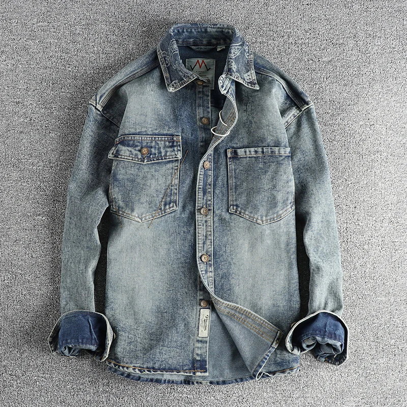 Retro British Style Long Sleeve Men's Denim Shirt with Embroidered Walnut Flower Design Versatile Autumn Outerwear Jacket
Retro British Style Long Sleeve Men's Denim Shirt with Embroidered Walnut Flower Design Versatile Autumn Outerwear Jacket