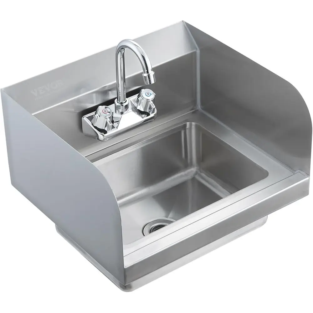 Wall-Mounted Stainless Steel Hand Sink, 17x12.8 inches, with Faucet and Side Splash for Kitchen, Restaurant, and Home Use
Wall-Mounted Stainless Steel Hand Sink, 17x12.8 inches, with Faucet and Side Splash for Kitchen, Restaurant, and Home Use