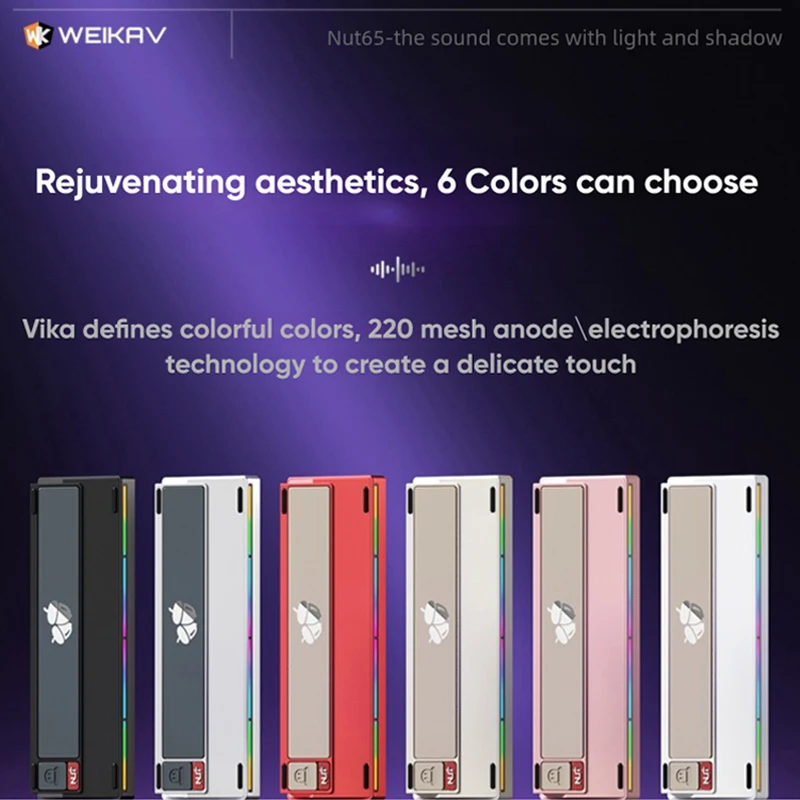 NEW WEIKAV NUT65 Aluminium Gaming Mechanical Keyboard Kit BT 2.4G Wired Double Gasket structure RGB Quick Disassembling QMK/VIA
NEW WEIKAV NUT65 Aluminium Gaming Mechanical Keyboard Kit BT 2.4G Wired Double Gasket structure RGB Quick Disassembling QMK/VIA
