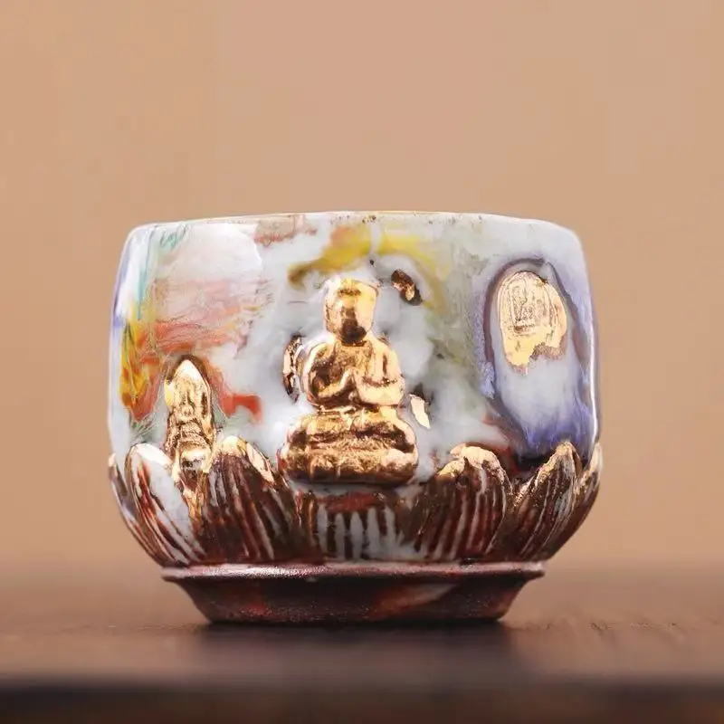 Wood-Fired Shino Gilded Relief Zheng Youfa Handmade Master Cup With Lotus Design Dunhuang Chinese-Style Ceramic Decorative
Wood-Fired Shino Gilded Relief Zheng Youfa Handmade Master Cup With Lotus Design Dunhuang Chinese-Style Ceramic Decorative
