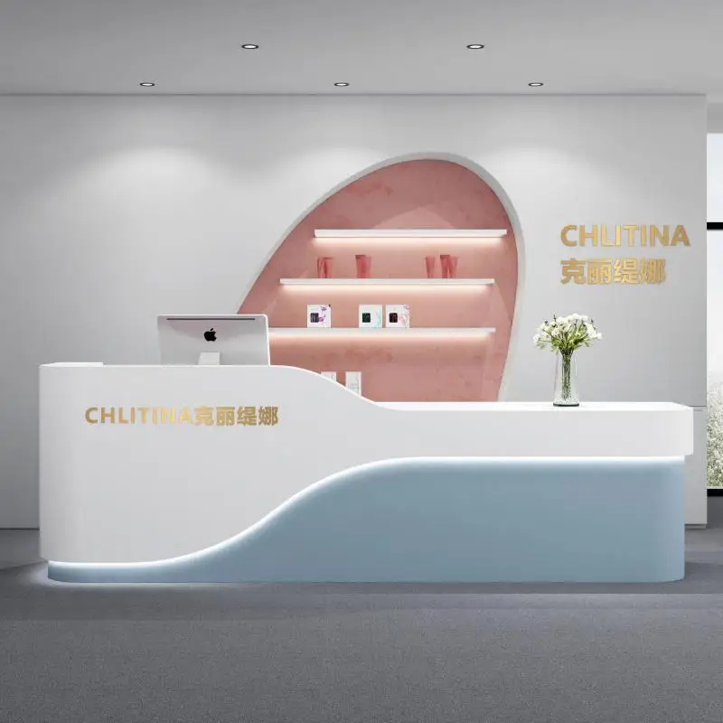 luxurious reception counters cash register furniture for aesthetic beauty salon counter home institute small white desk
luxurious reception counters cash register furniture for aesthetic beauty salon counter home institute small white desk