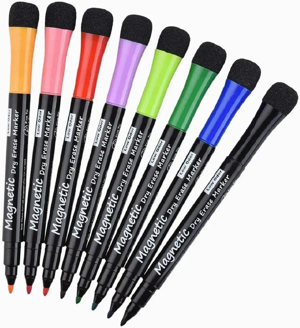 Magnetic Dry Erase Markers Fine Tip 8 Pack Low Odor Whiteboard Markers for Kids with Built-in Eraser for Office Home School
Magnetic Dry Erase Markers Fine Tip 8 Pack Low Odor Whiteboard Markers for Kids with Built-in Eraser for Office Home School