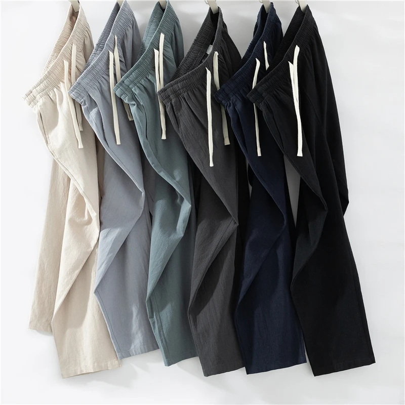 Men's Cotton Linen Pants Summer New Breathable Solid Color Linen Ankle-Length Trousers Casual Elastic Waist Fitness Streetwear
Men's Cotton Linen Pants Summer New Breathable Solid Color Linen Ankle-Length Trousers Casual Elastic Waist Fitness Streetwear