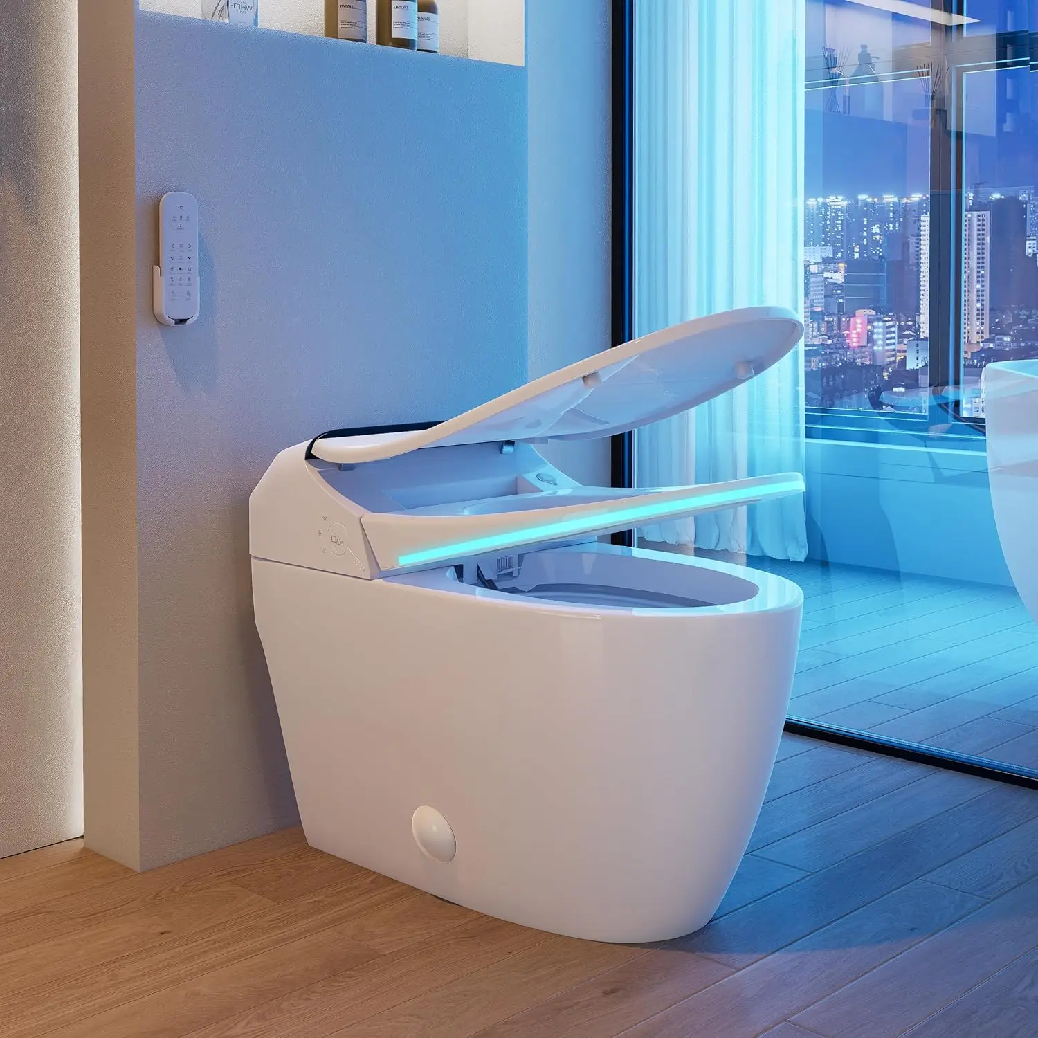 Smart Toilet with Bidet, Built-in Aromatherapy & LED Ambient Light, Heated Seat, Auto Open/Flush/Dry, Warm Water Wash,, Custom
Smart Toilet with Bidet, Built-in Aromatherapy & LED Ambient Light, Heated Seat, Auto Open/Flush/Dry, Warm Water Wash,, Custom