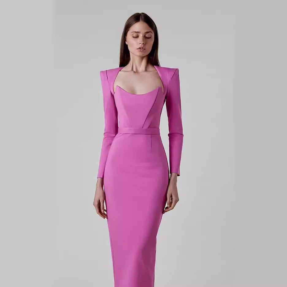 Fashionable And Elegant Bandage Magenta Long Sleeved Square Neck Knee Length White Collar Dress High Street
Fashionable And Elegant Bandage Magenta Long Sleeved Square Neck Knee Length White Collar Dress High Street