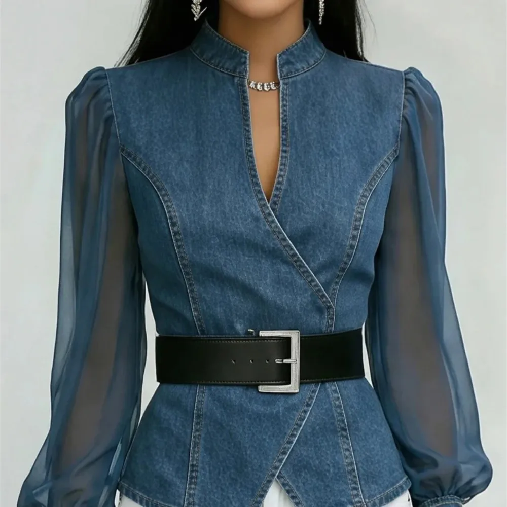 Fashionable Simple Shirt Slim Elegant Retro Solid Color Versatile New Spring Summer Commuter Style V-neck Lace Long-sleeved Tops
Fashionable Simple Shirt Slim Elegant Retro Solid Color Versatile New Spring Summer Commuter Style V-neck Lace Long-sleeved Tops