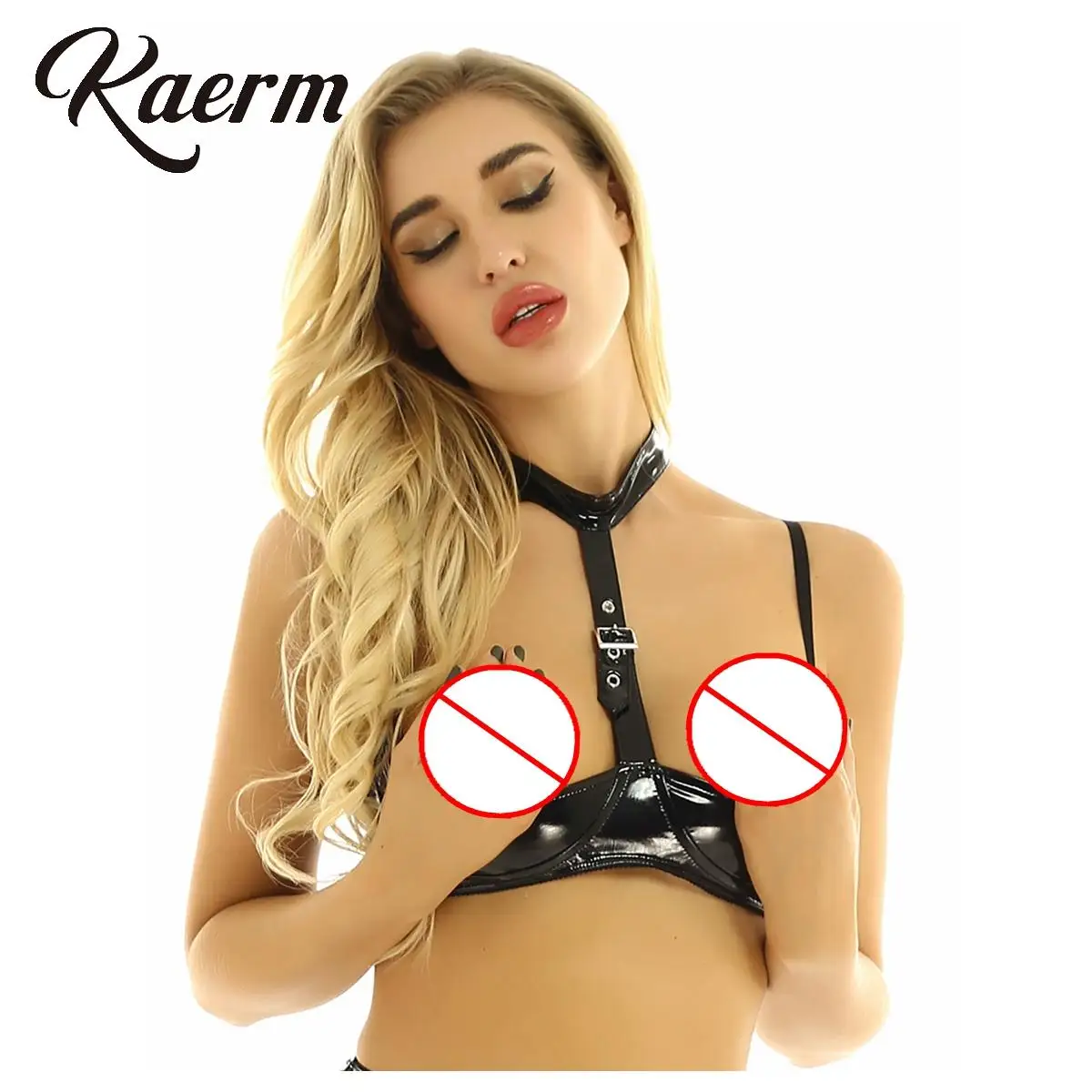 Women's Sexy Wetlook Halter Straps Bra Top Patent Leather Low Cup Lingerie Top Wire Free Rave Party Vest Club Dancewear
Women's Sexy Wetlook Halter Straps Bra Top Patent Leather Low Cup Lingerie Top Wire Free Rave Party Vest Club Dancewear