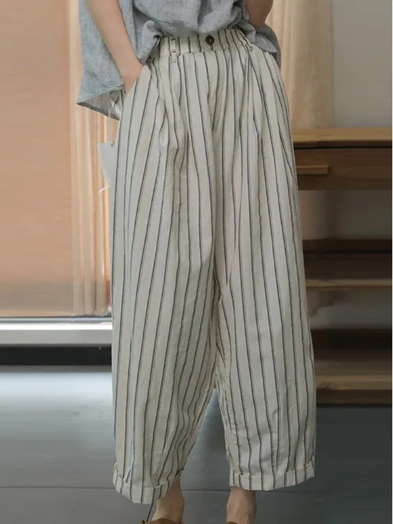 SuperAen Cotton and Linen Stripes Loose Straight-leg Pants for Women 2025 Summer New Casual Pants
SuperAen Cotton and Linen Stripes Loose Straight-leg Pants for Women 2025 Summer New Casual Pants