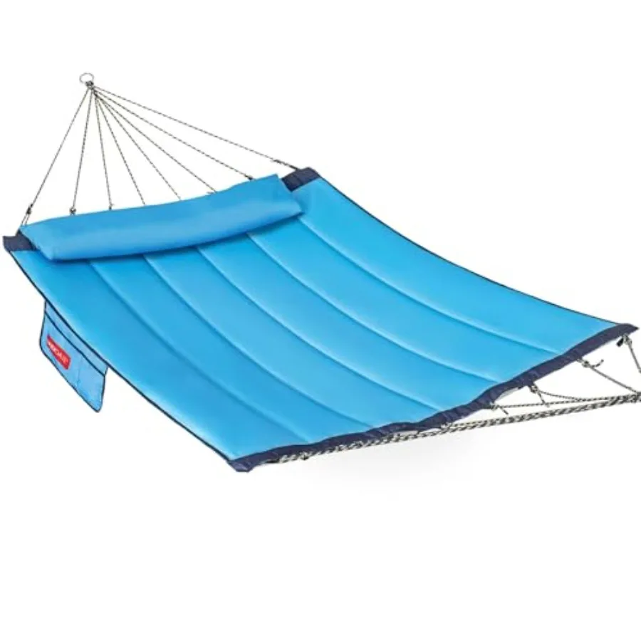 12 FT Quilted Fabric Hammock with Curved Aluminium Spreader Bar, Double Hammock for Outside with Soft Pillow and Side Pocket 45
12 FT Quilted Fabric Hammock with Curved Aluminium Spreader Bar, Double Hammock for Outside with Soft Pillow and Side Pocket 45