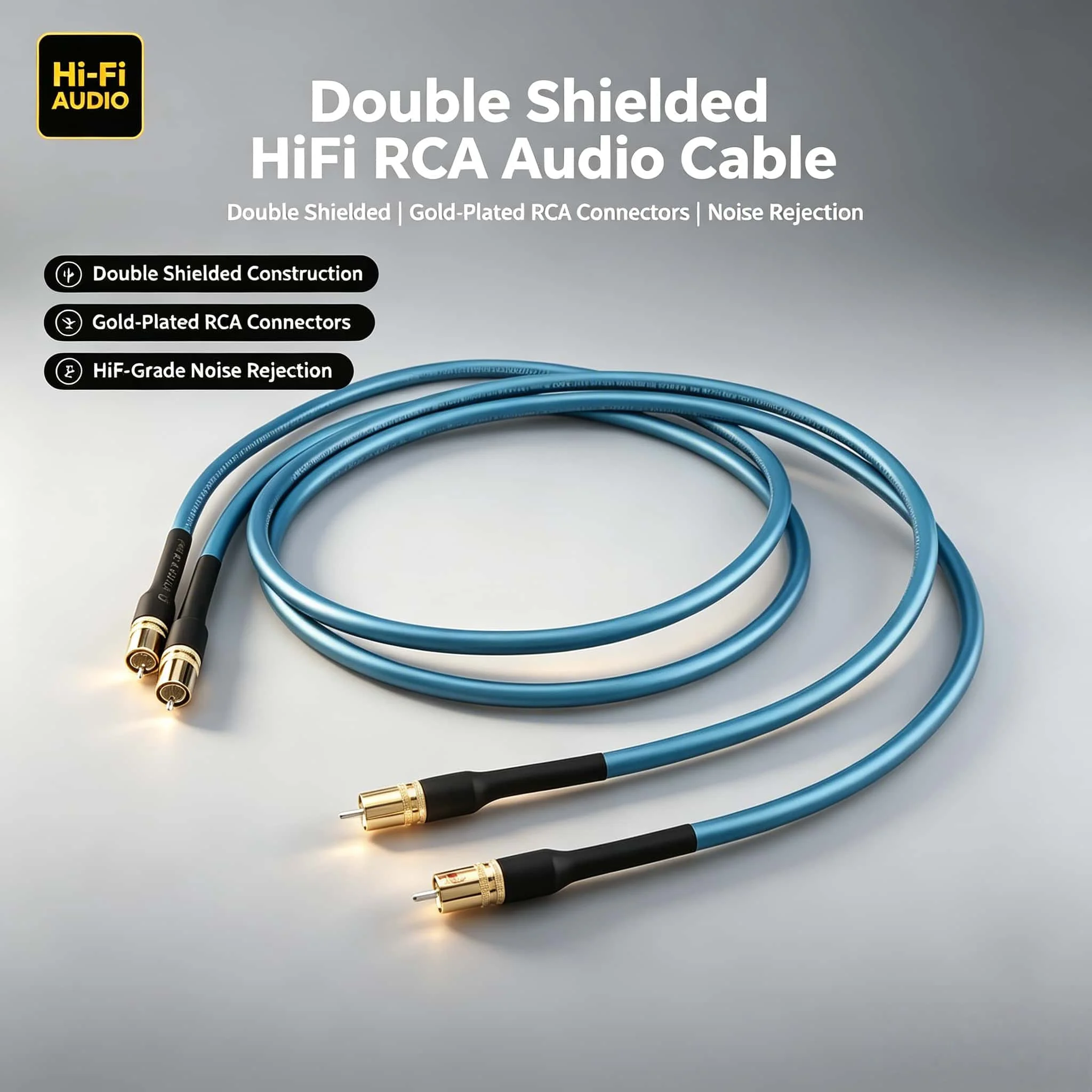 Hi-Fi Digital Audio System Upgrade Components, Audiocrast 75Ω Coaxial RCA Cable with Light Blue Sheath & Gold-Plated Connectors
Hi-Fi Digital Audio System Upgrade Components, Audiocrast 75Ω Coaxial RCA Cable with Light Blue Sheath & Gold-Plated Connectors