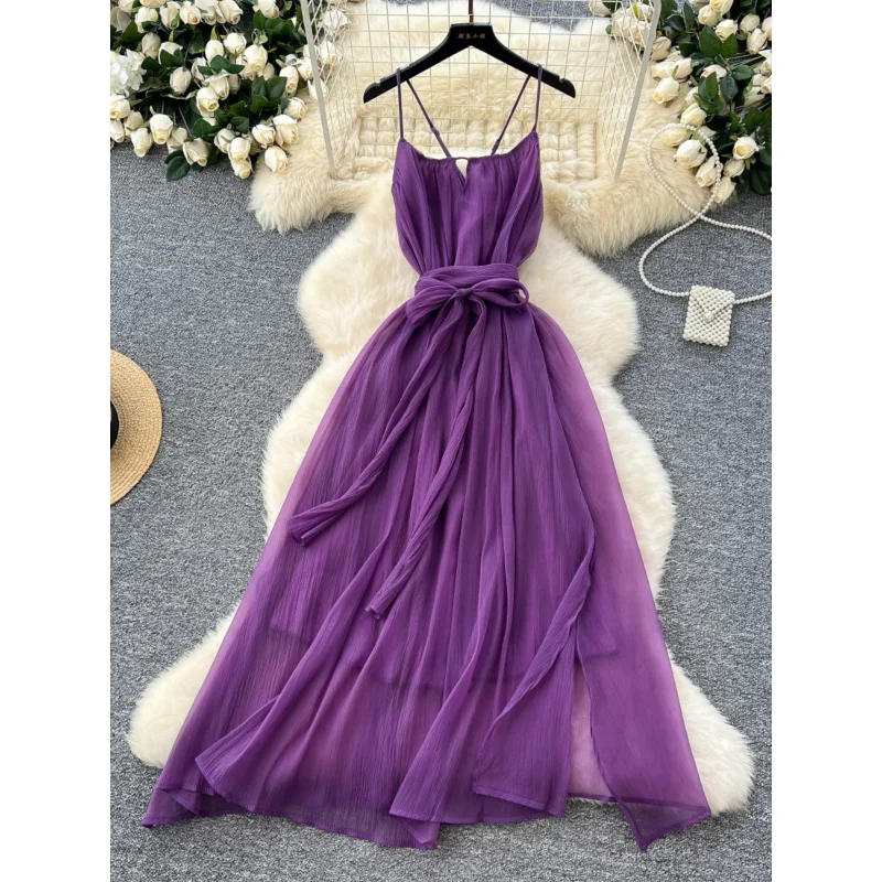 Purple Fairy Dress2024New High-Grade Lace-up Waist-Controlled Temperament Split Drape Chiffon Dress
Purple Fairy Dress2024New High-Grade Lace-up Waist-Controlled Temperament Split Drape Chiffon Dress