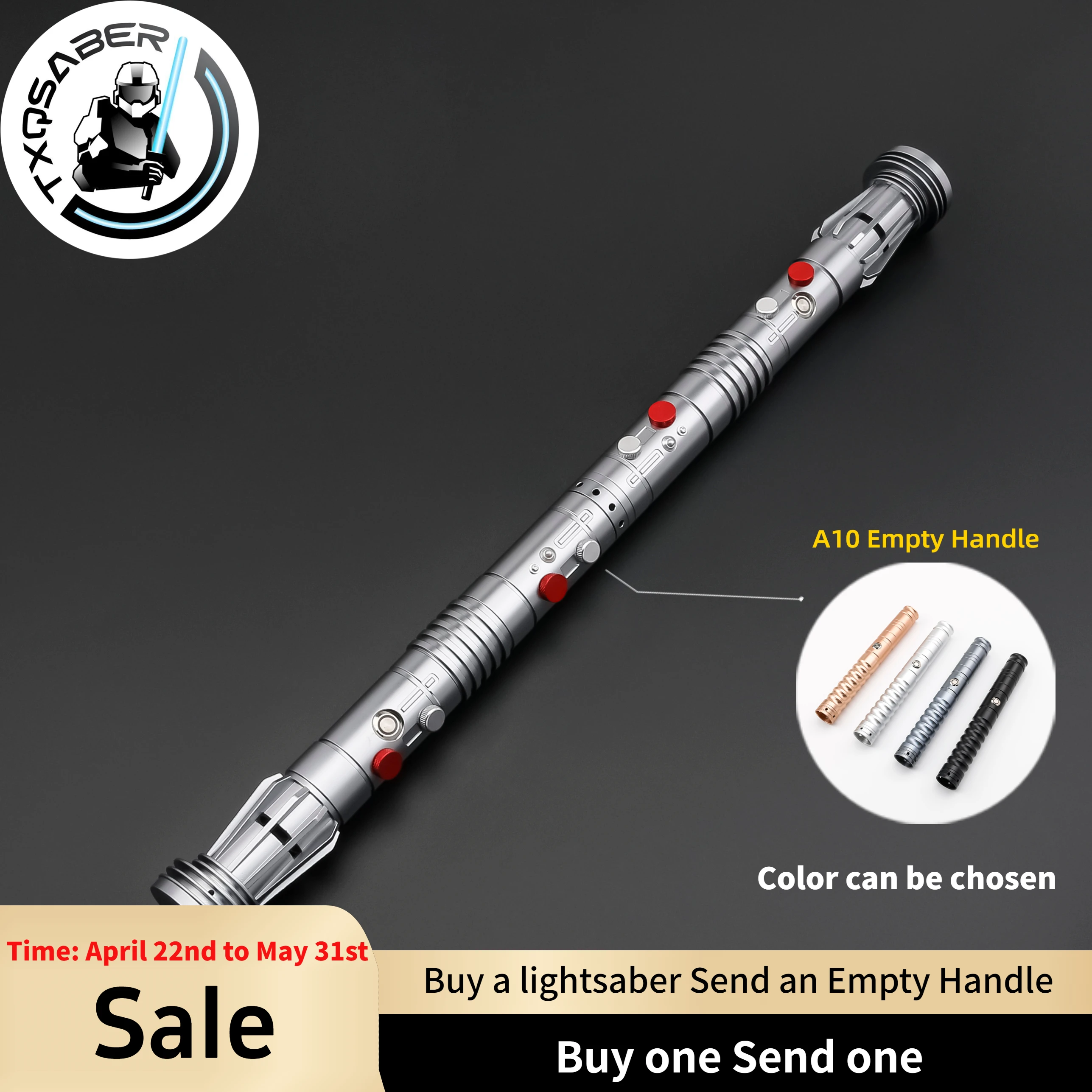 TXQSABER Replica Lightsaber Darth Maul Heavy Dueling no Blade SD RGB Pixel Core Metal Hilt Lasersword for Adult Cosplay Toys
TXQSABER Replica Lightsaber Darth Maul Heavy Dueling no Blade SD RGB Pixel Core Metal Hilt Lasersword for Adult Cosplay Toys