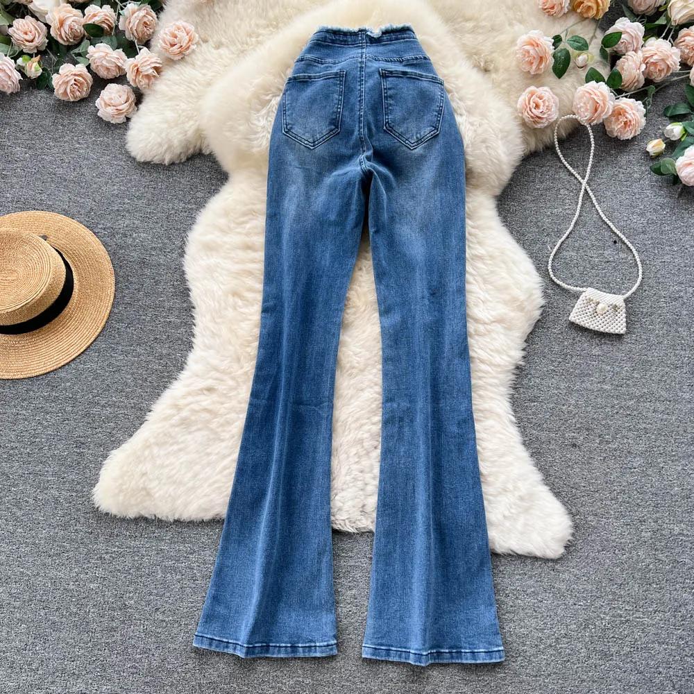 High Waist Slit Denim Skirts Women's Spring New Sle Korean Version Frayed Micro Flared Long Pants Versatile Design
High Waist Slit Denim Skirts Women's Spring New Sle Korean Version Frayed Micro Flared Long Pants Versatile Design