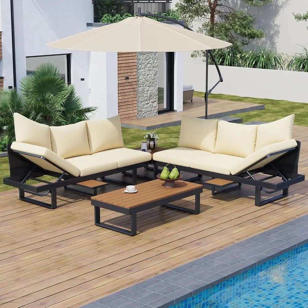 Outdoor Sectional Sofa Set with Adjustable Reclining for Patio, Poolside, and Balcony, Beige
Outdoor Sectional Sofa Set with Adjustable Reclining for Patio, Poolside, and Balcony, Beige