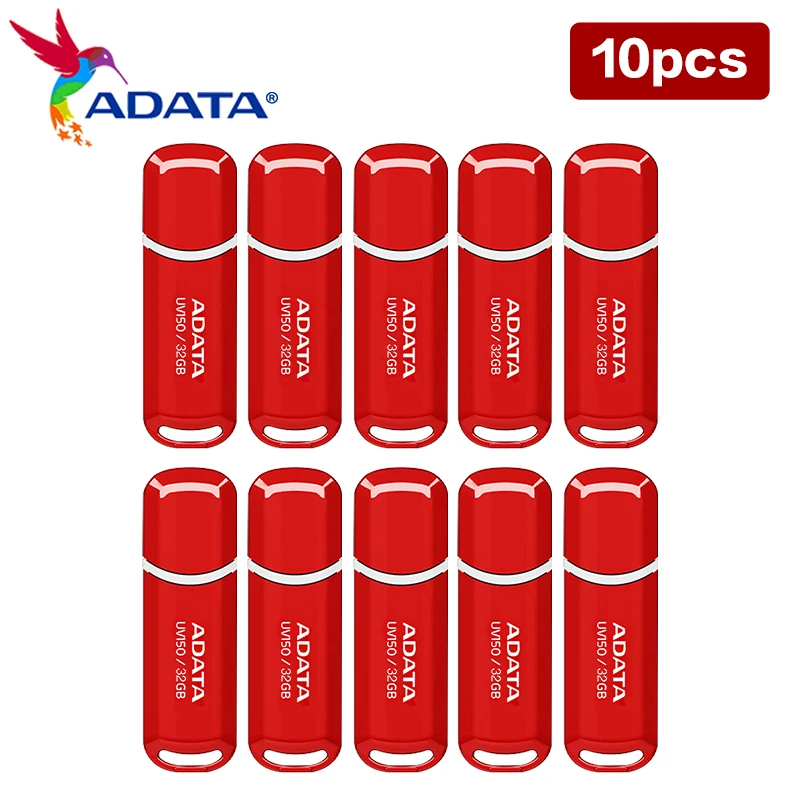 Wholesale 10 Pieces ADATA UV150 USB 3.2 Flash Drive 32GB 64GB Red Pen drive USB Memory Stick Premium Quality
Wholesale 10 Pieces ADATA UV150 USB 3.2 Flash Drive 32GB 64GB Red Pen drive USB Memory Stick Premium Quality