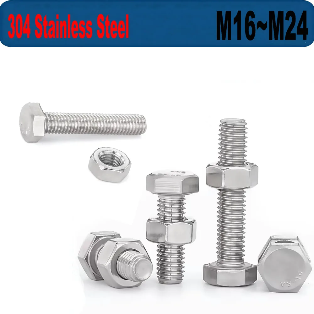 304 A2 Stainless Steel Full Threaded Hexagon Head Bolts Hex Screws and Hexagon Full Nuts Set M16 M18 M20 M22 M24
304 A2 Stainless Steel Full Threaded Hexagon Head Bolts Hex Screws and Hexagon Full Nuts Set M16 M18 M20 M22 M24